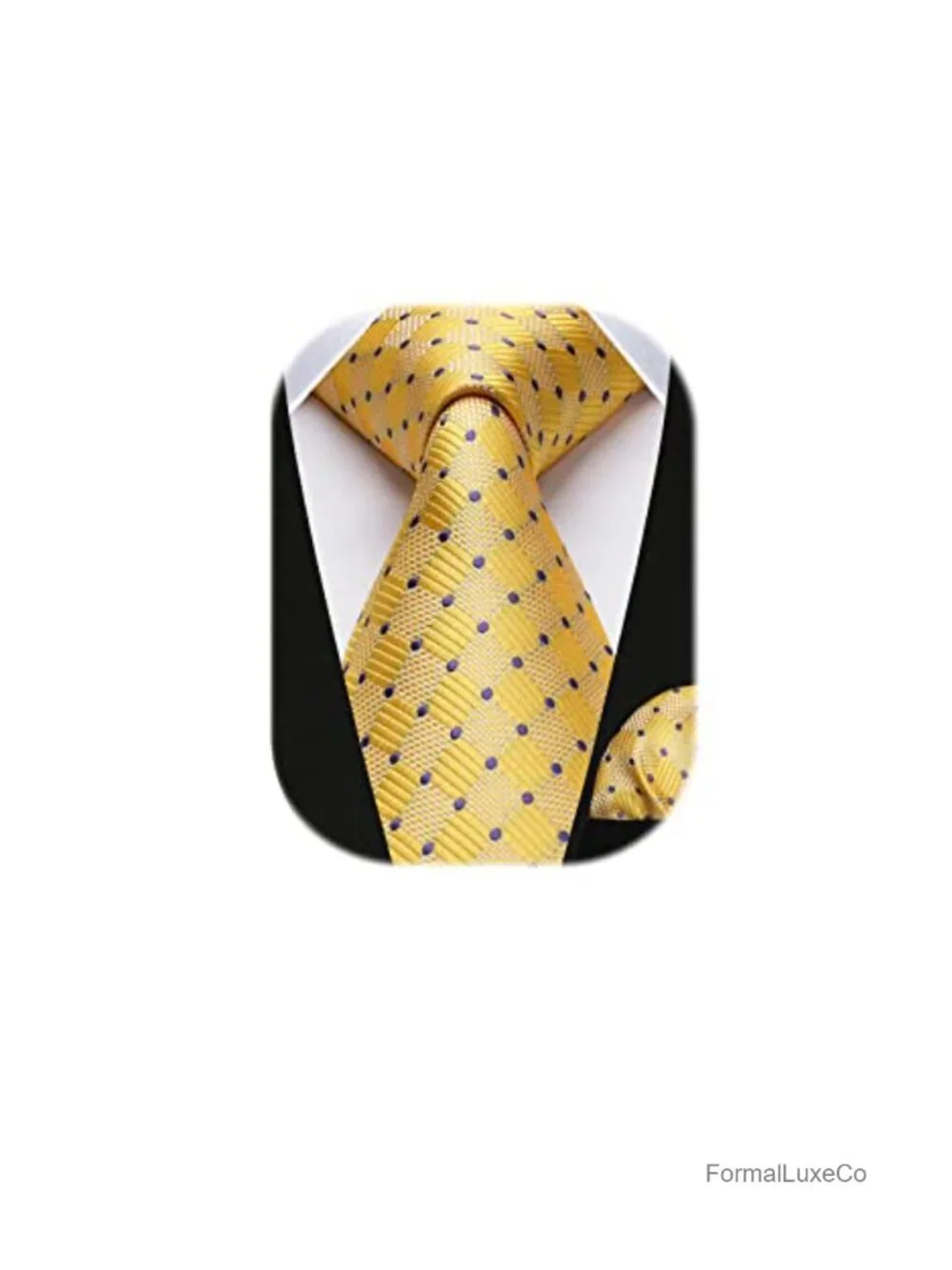 Plaid Tie & Pocket Square Set, Silk Blend, Formal Necktie & Hanky